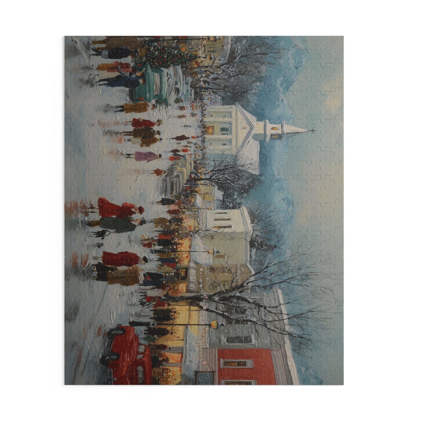 Cozy Winter Village Puzzle – Beautiful Old Town Center Snow Scene | Holiday Gift | Relaxing Jigsaw for Adults & Families