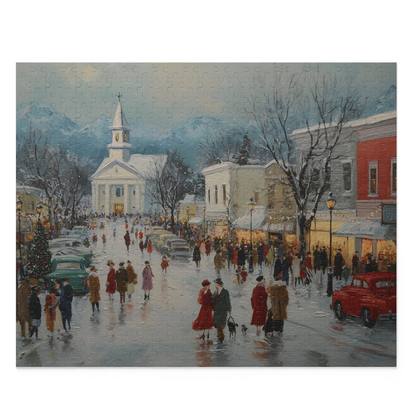 Cozy Winter Village Puzzle – Beautiful Old Town Center Snow Scene | Holiday Gift | Relaxing Jigsaw for Adults & Families
