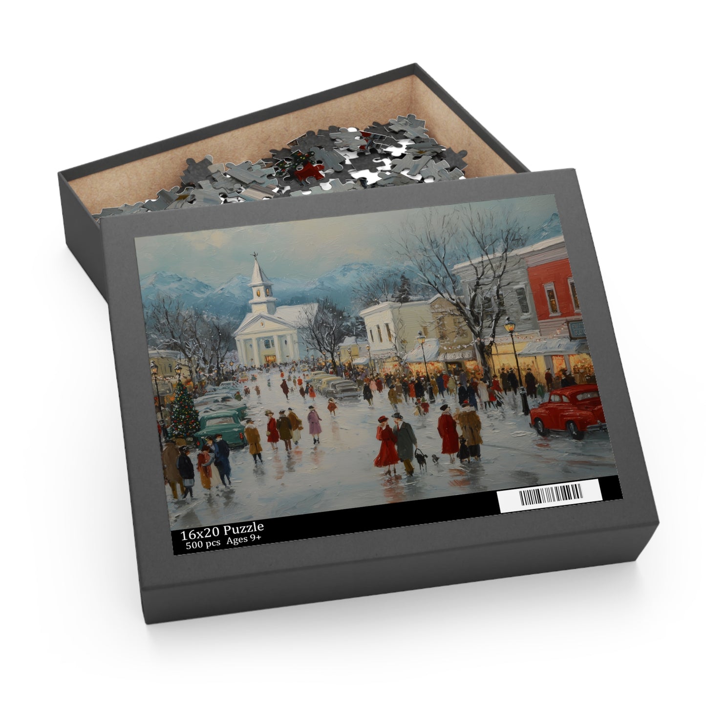 Cozy Winter Village Puzzle – Beautiful Old Town Center Snow Scene | Holiday Gift | Relaxing Jigsaw for Adults & Families
