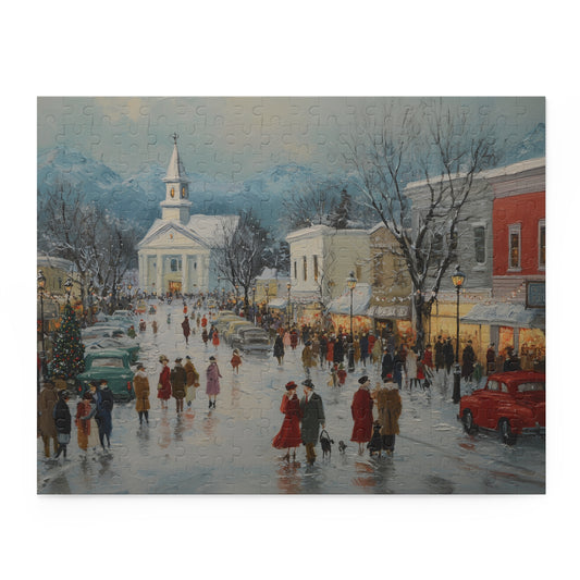 Cozy Winter Village Puzzle – Beautiful Old Town Center Snow Scene | Holiday Gift | Relaxing Jigsaw for Adults & Families