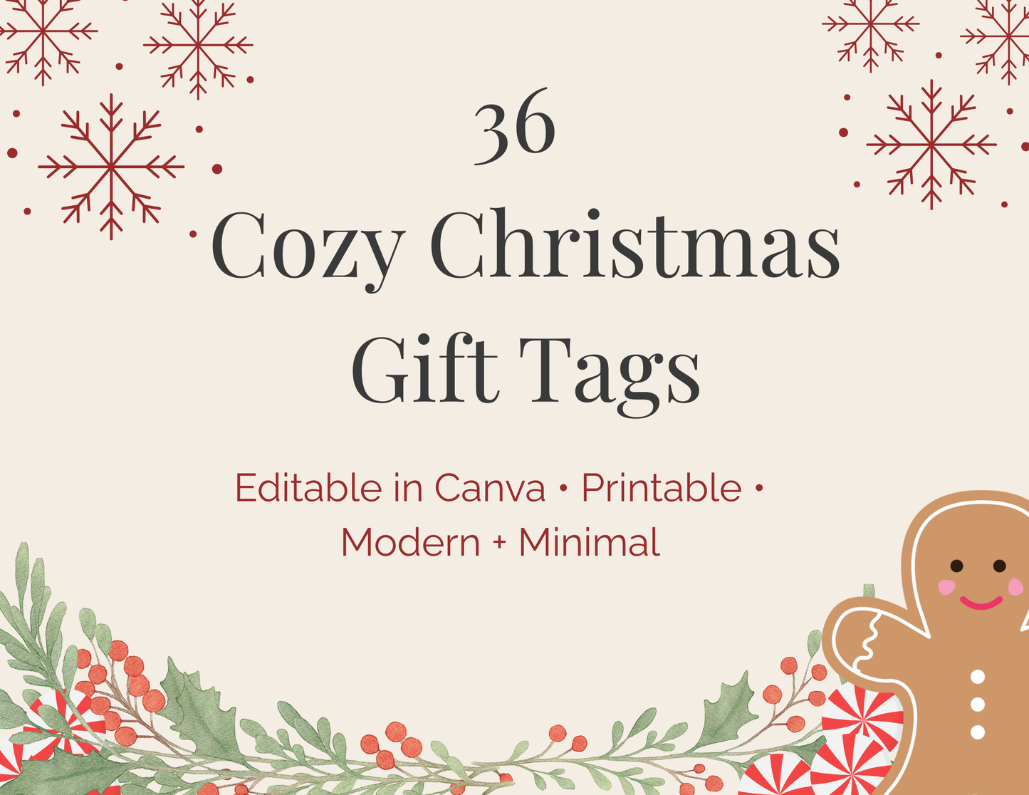 Cozy holiday gift tag templates instant download digital product