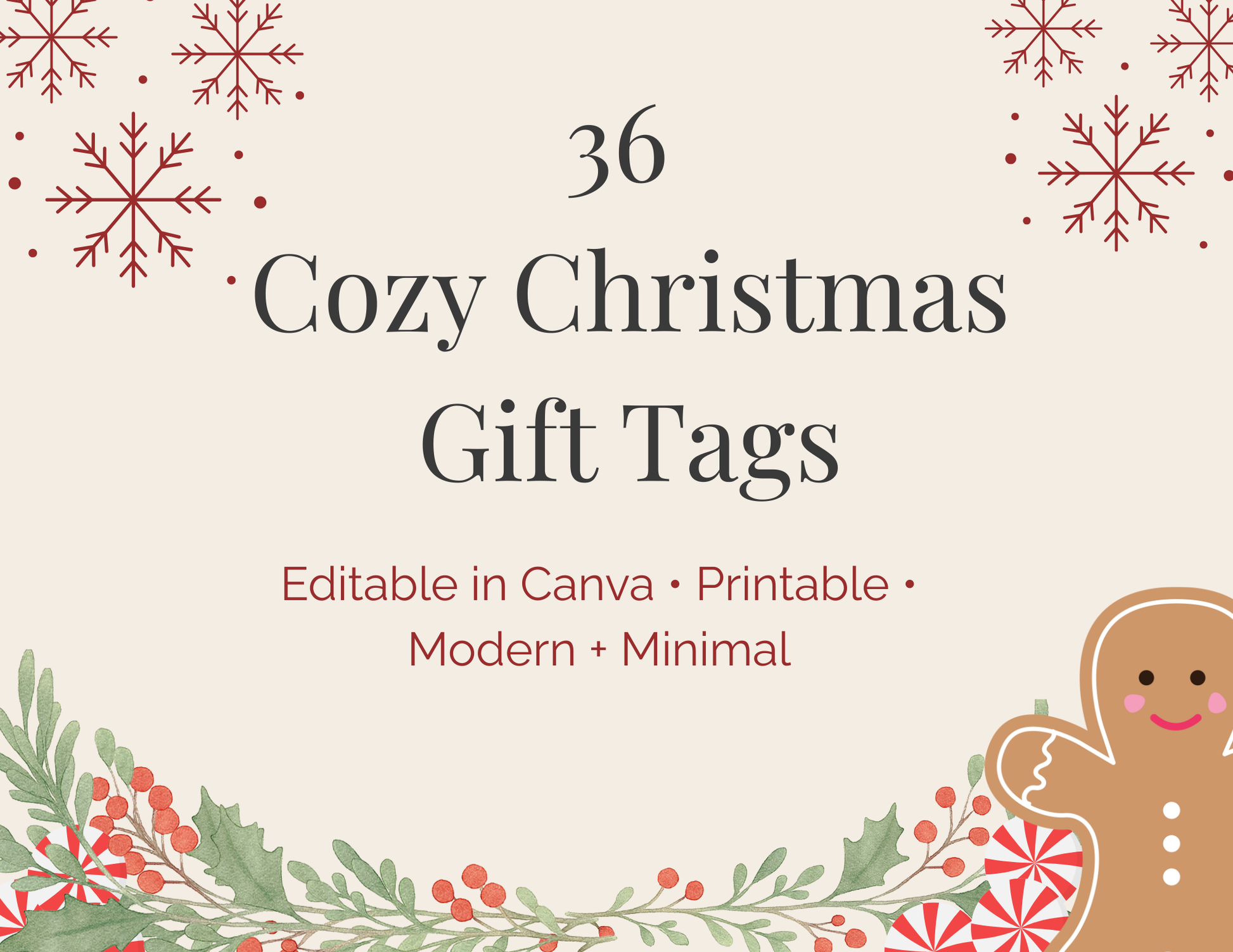 Cozy holiday gift tag templates instant download digital product
